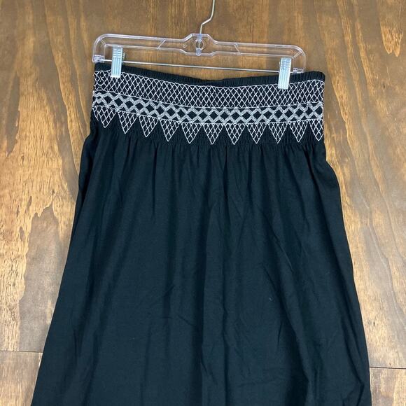 J Jill Womens Skirt Black Embroidered Elastic Waist Midi Modal Blend Small - Picture 2 of 10